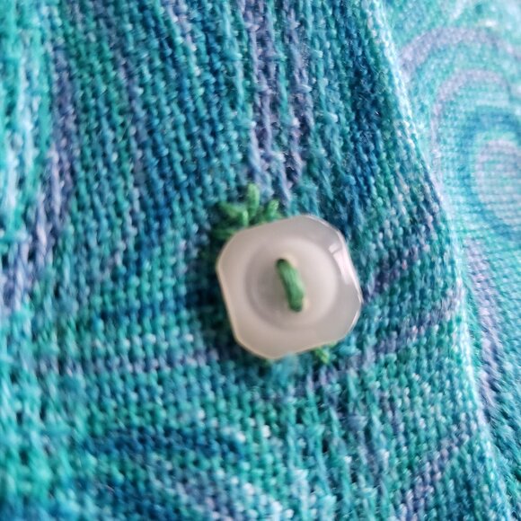 Hand made Vintage Bright Blue Paisley Blouse Top - Picture 8 of 13